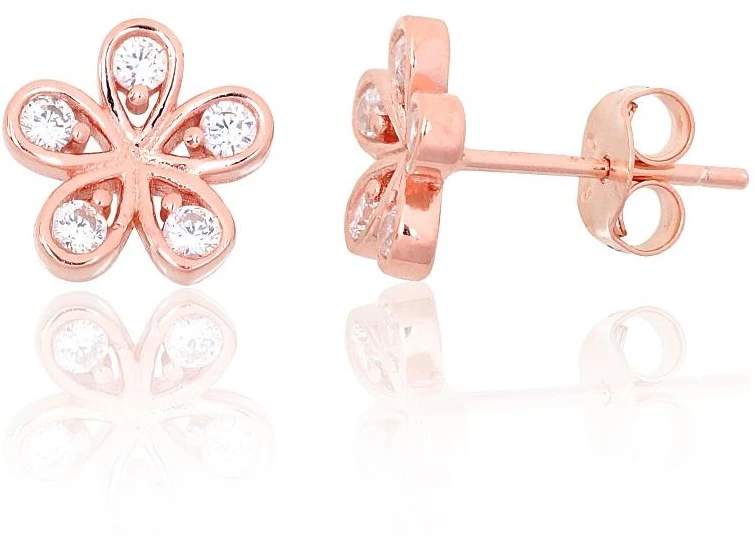 Diamond Sky Jewelry Vaikiški sidabriniai auskarai-vinukai su cirkoniais „Auksinė Gėlė VI“