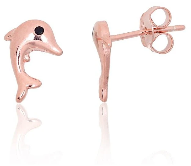 Diamond Sky Jewelry Vaikiški sidabriniai auskarai-vinukai su cirkoniais „Dolphins III“