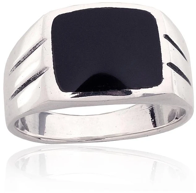 Diamond Sky Jewelry Vyriškas sidabrinis žiedas su oniksu „Maximilian II“
