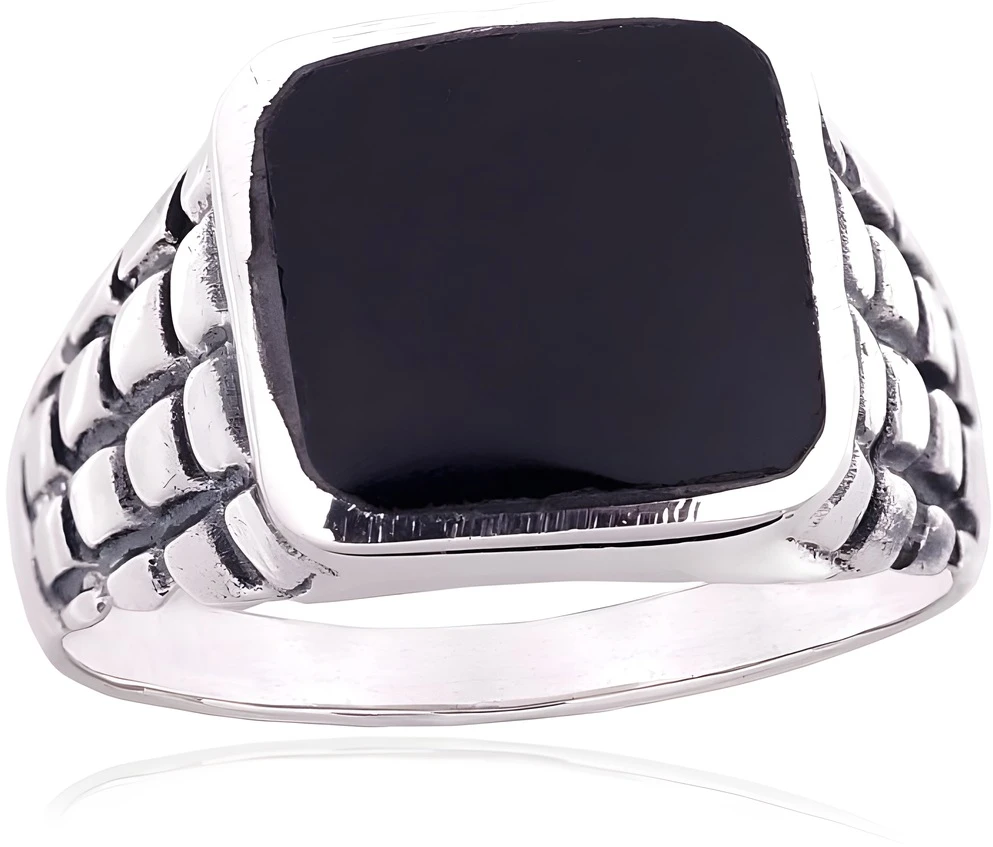 Diamond Sky Jewelry Vyriškas sidabrinis žiedas su oniksu „Maximilian“