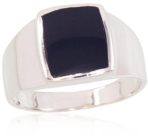 Diamond Sky Jewelry Vyriškas sidabrinis žiedas su oniksu „Obsidian II“