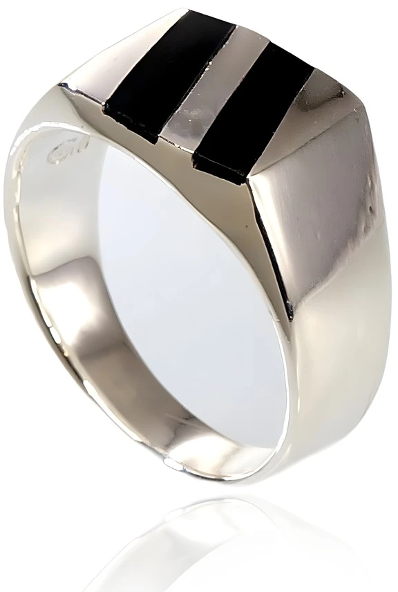 Diamond Sky Jewelry Vyriškas sidabrinis žiedas su oniksu „Dark Horizon“