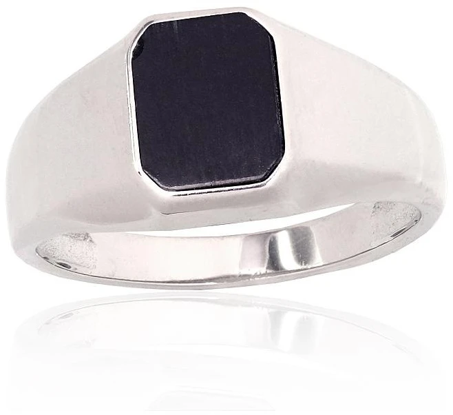 Diamond Sky Jewelry Vyriškas sidabrinis žiedas su oniksu „Obsidian“