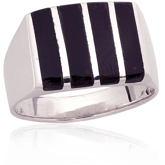 Diamond Sky Jewelry Vyriškas sidabrinis žiedas su oniksu „Vesper“