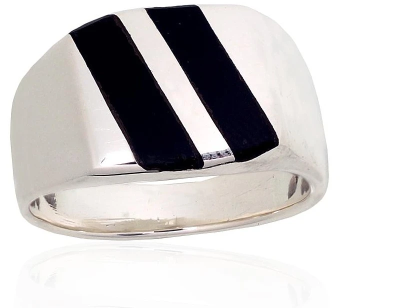 Diamond Sky Jewelry Vyriškas sidabrinis žiedas su oniksu „Dark Horizon“