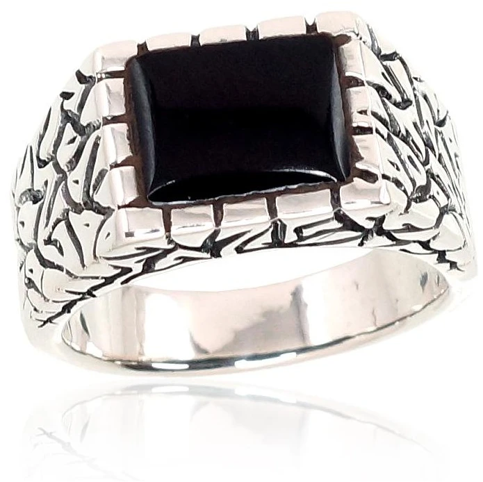 Diamond Sky Jewelry Vyriškas sidabrinis žiedas su oniksu „Vincent“