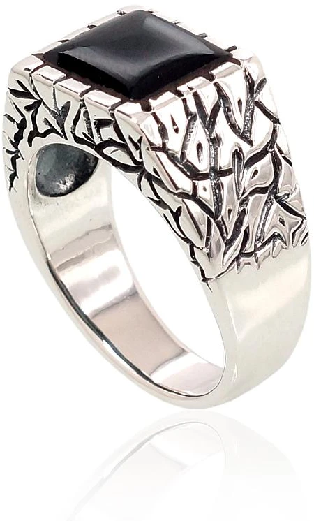 Diamond Sky Jewelry Vyriškas sidabrinis žiedas su oniksu „Vincent“