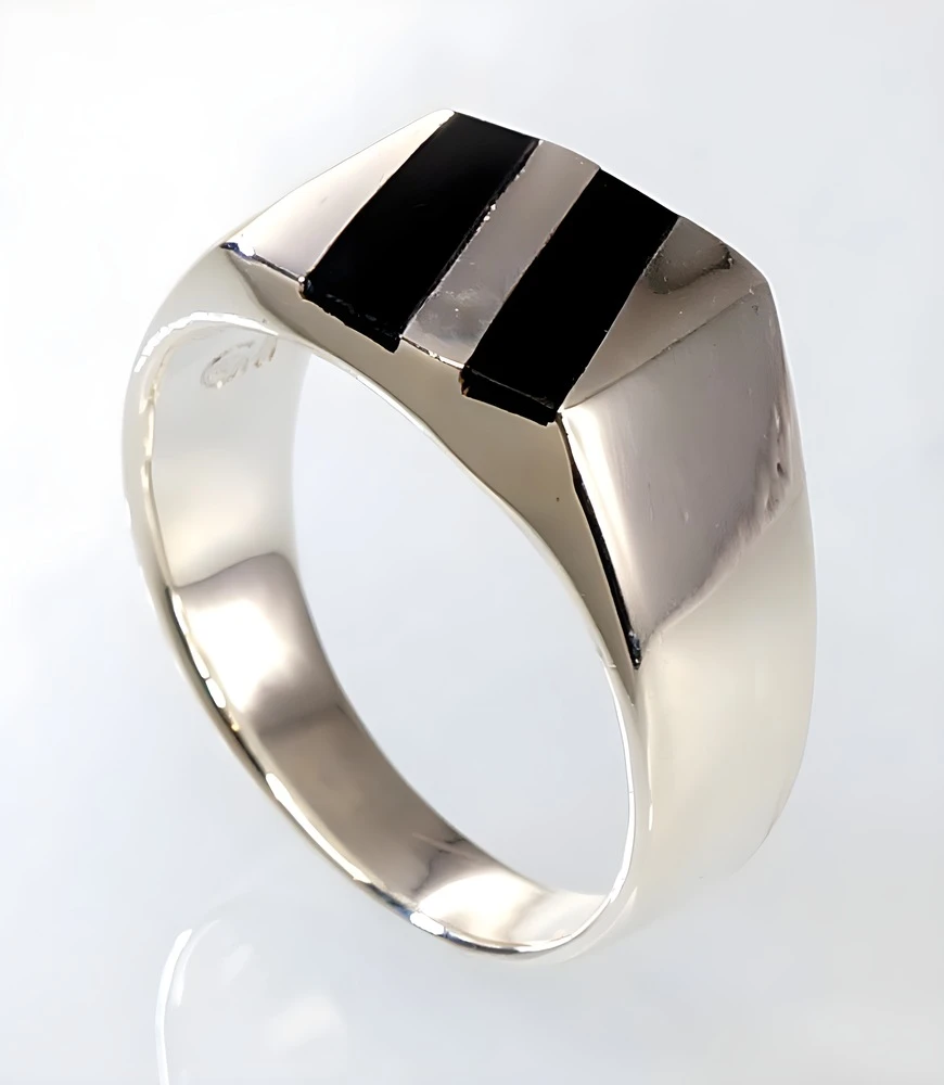 Diamond Sky Jewelry Vyriškas sidabrinis žiedas su oniksu „Dark Horizon“