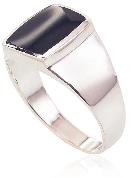 Diamond Sky Jewelry Vyriškas sidabrinis žiedas su oniksu „Obsidian II“