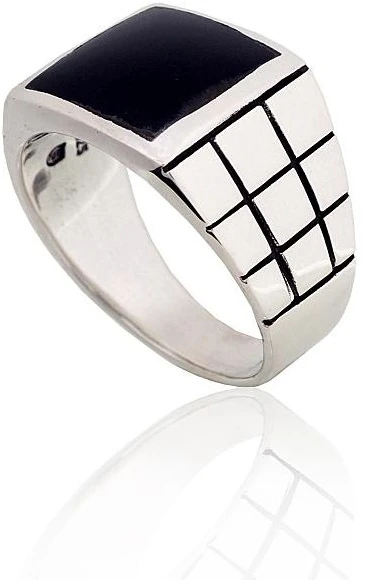 Diamond Sky Jewelry Vyriškas sidabrinis žiedas su oniksu „Vincent II“