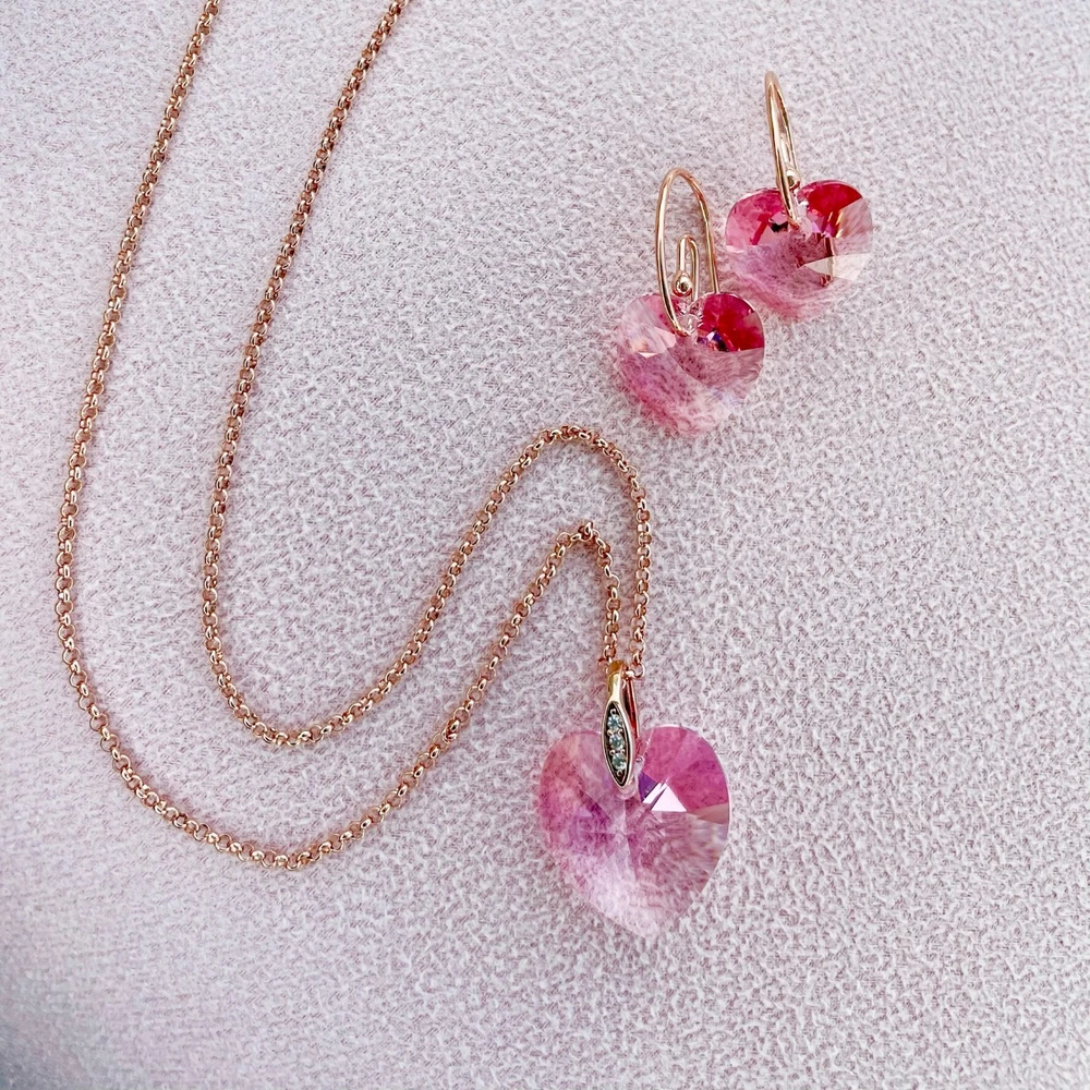Marmara Sidabriniai auskarai „Juliet (Light Rose)“ su Swarovski® kristalais