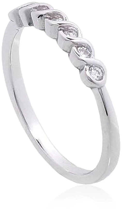 Diamond Sky Jewelry Sidabrinis žiedas su cirkoniais „Aurora Braid“