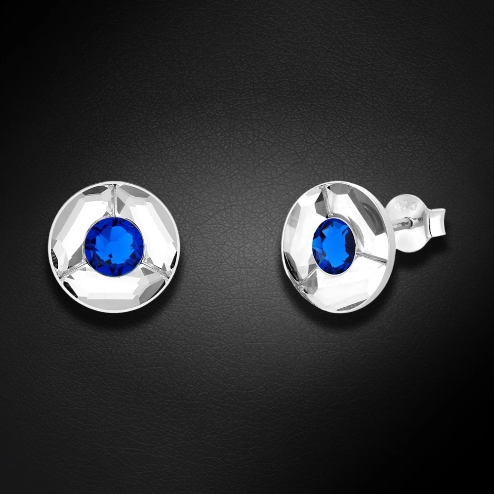 Spark Sidabriniai auskarai „Astra (Capri Mėlyna)“ su Swarovski® kristalais