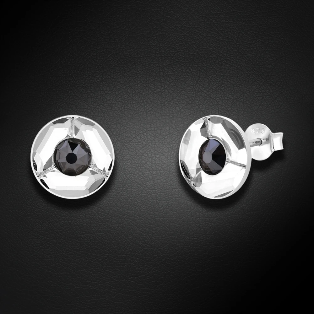 Spark Sidabriniai auskarai „Astra (Hematite)“ su Swarovski® kristalais