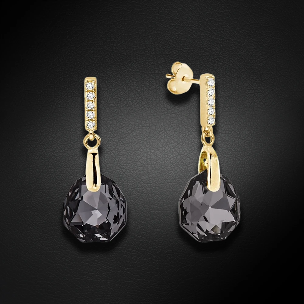 Spark Sidabriniai auskarai „Calathea (Sidabrinis Night)“ su Swarovski® kristalais