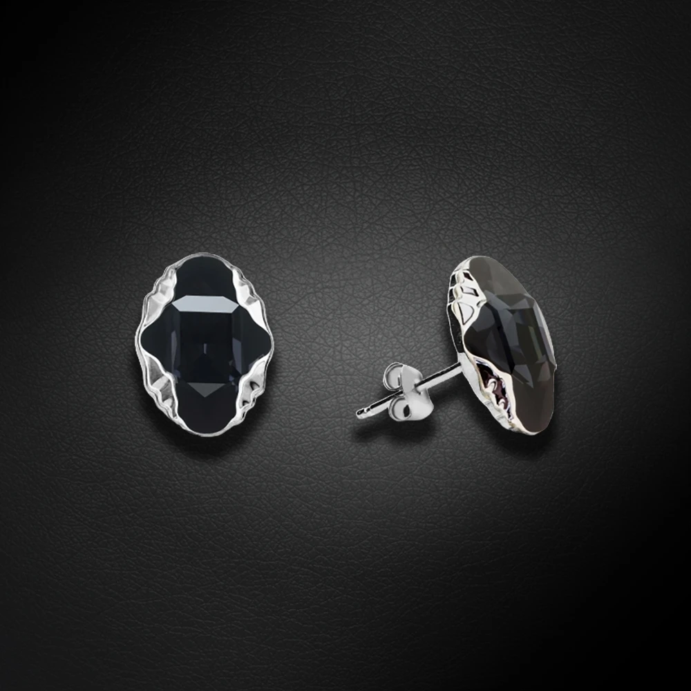 Spark Sidabriniai auskarai „Delia (Graphite Lite Chrome)“ su Swarovski® kristalais