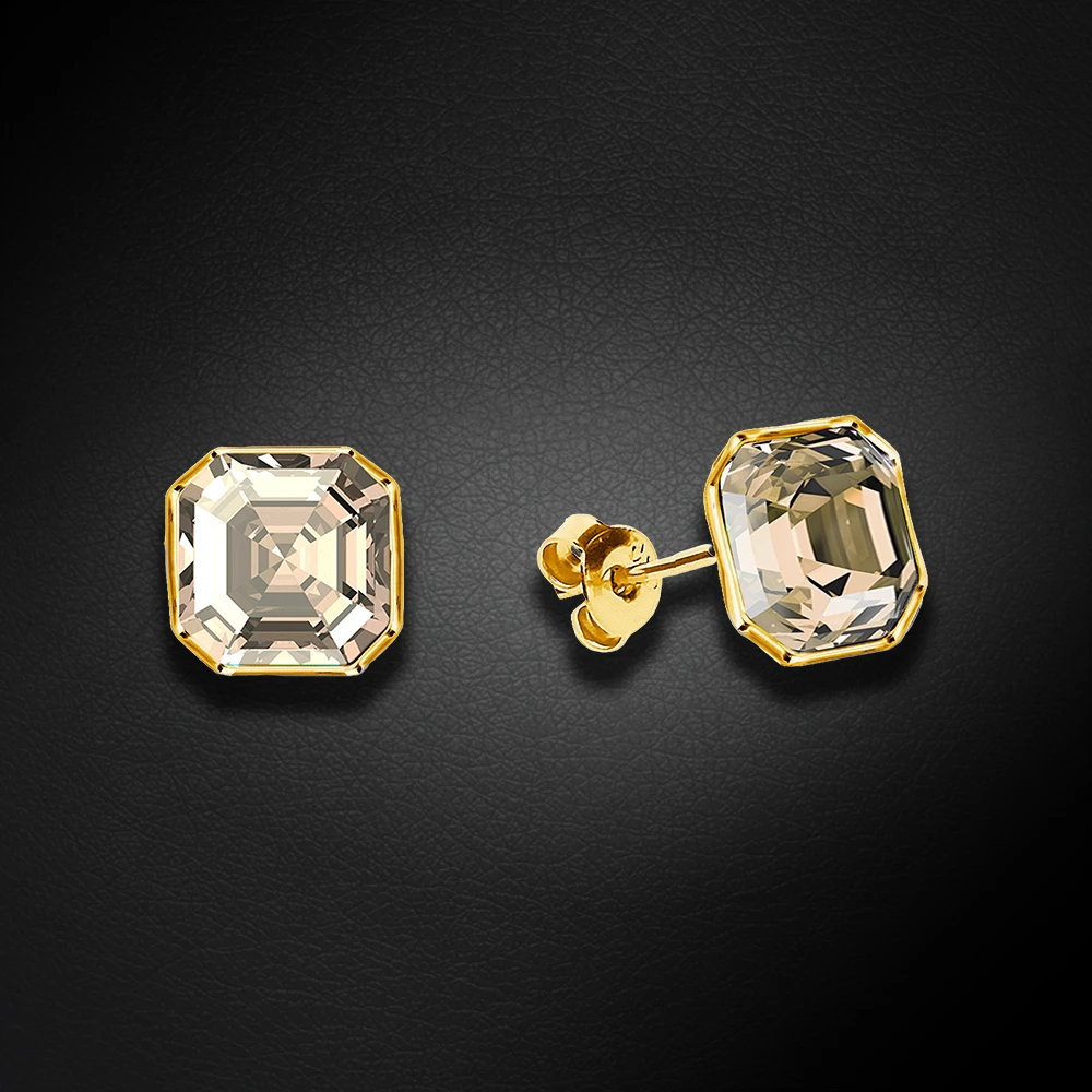 Spark Sidabriniai auskarai „Imperial II (Golden Shadow)“ su Swarovski® kristalais