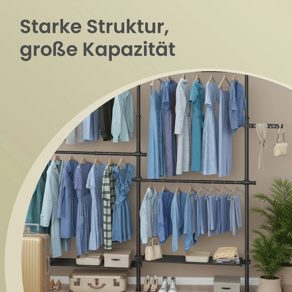 Songmics Drabužių kabykla 3 aukštų 33,5 x (162-238) x (220-300) cm