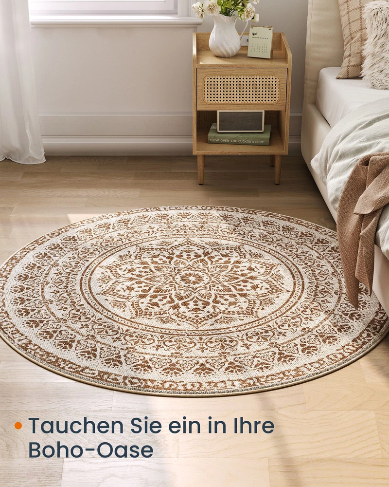 Songmics Apvalus kilimas 120 cm boho stilius