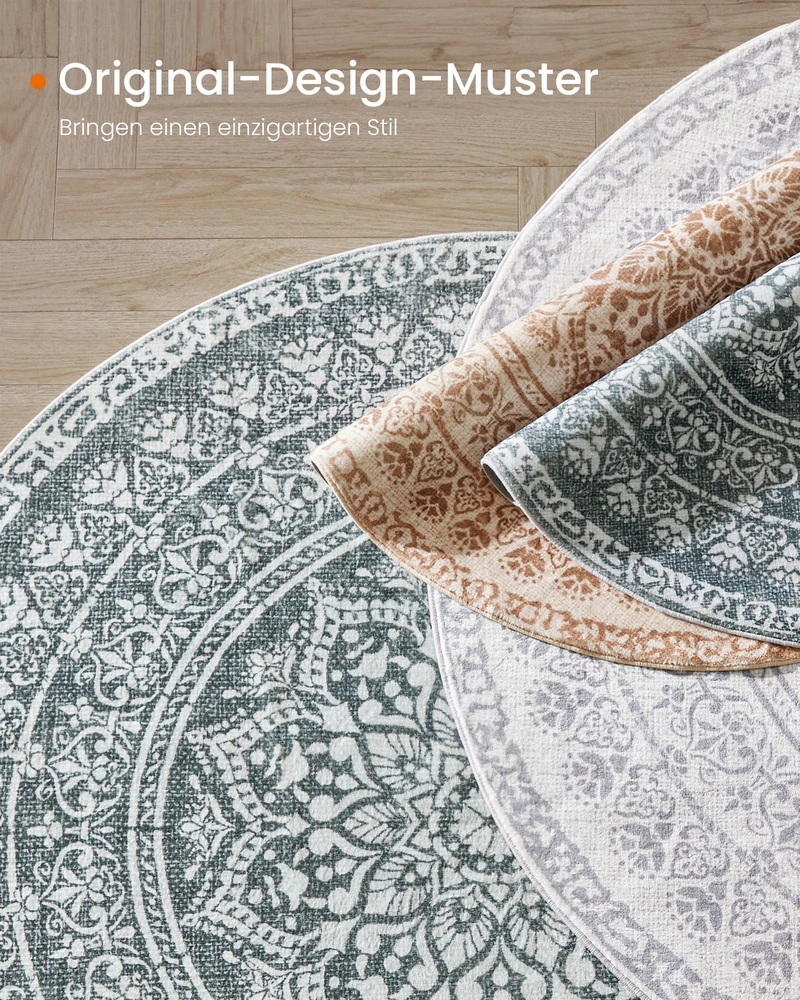 SONGMICS HOME Apvalus kilimas 160 cm skersmens Boho stiliaus antracito pilkos spalvos