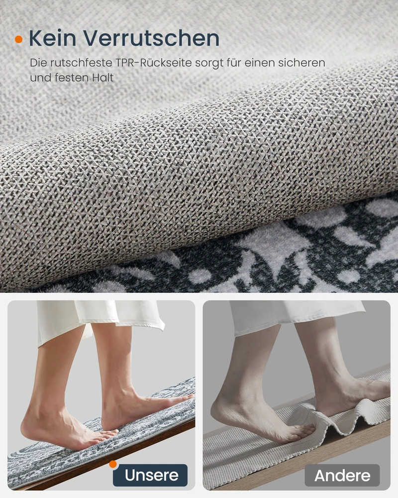 SONGMICS HOME Apvalus kilimas 160 cm skersmens Boho stiliaus antracito pilkos spalvos