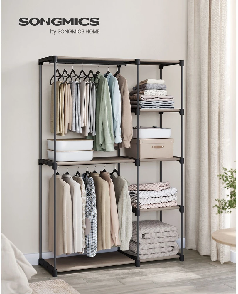 Songmics Atvira drabužių spinta su drabužių lentynomis 43 x 124 x 182 cm Taupe