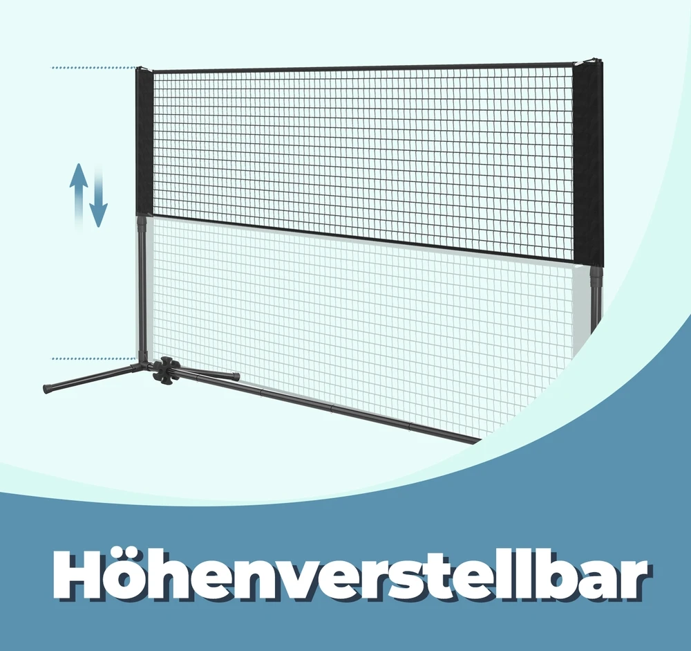 Songmics 500 cm badmintono tinklas, reguliuojamo aukščio, tinklinio tinklas