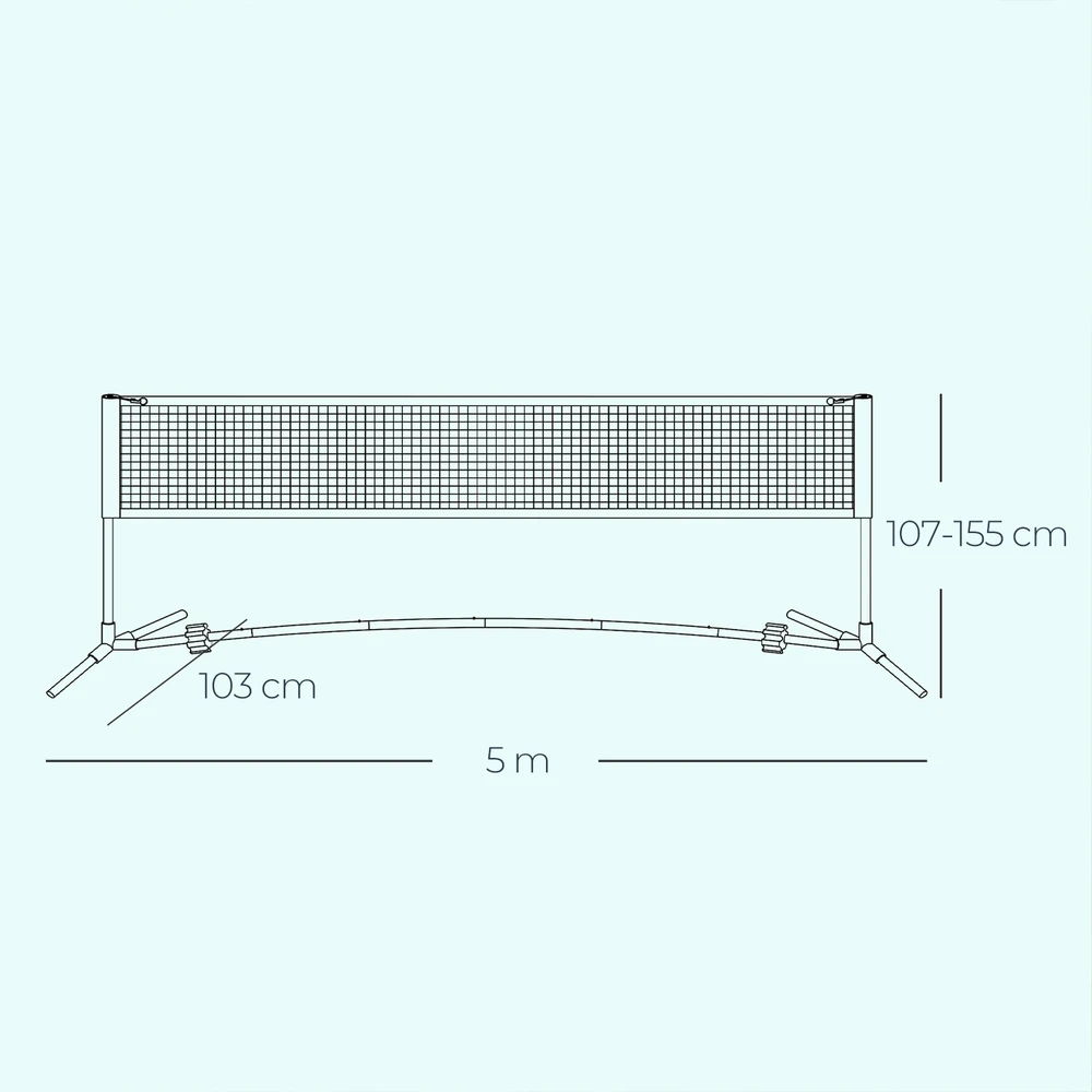 Songmics 500 cm badmintono tinklas, reguliuojamo aukščio, tinklinio tinklas