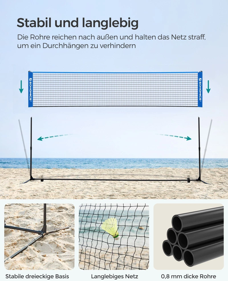 Songmics Badmintono tinklas 3 m mėlynos spalvos
