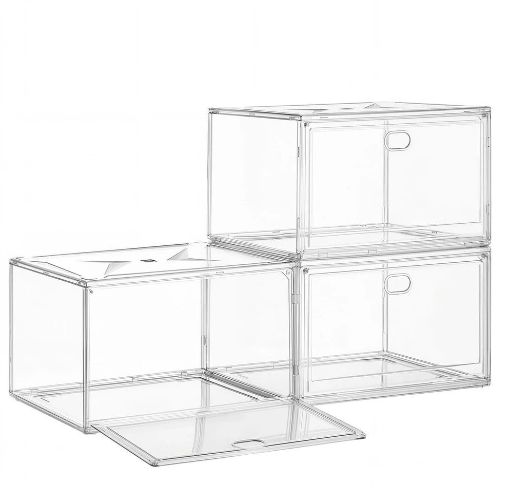 Songmics Batai laikymo dėžių rinkinys 3 vnt. 36x27x21 cm skaidrus plastikas