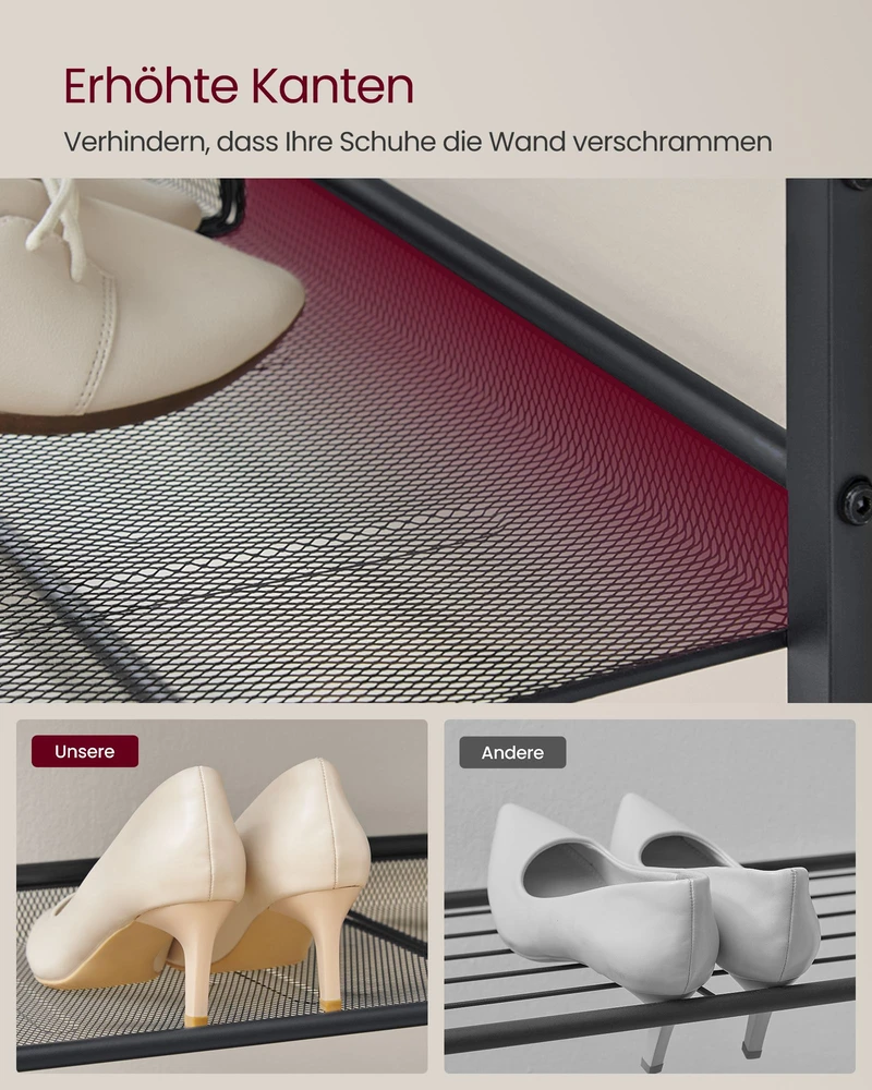 Songmics Vasagle 5 lygių batų lentyna su reguliuojamomis grotelinėmis lentynomis