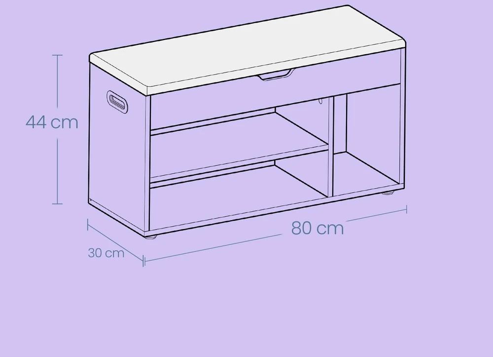 Songmics Vasagle , Suolas su saugykla, 30 x 80 x 44 cm, baltos spalvos