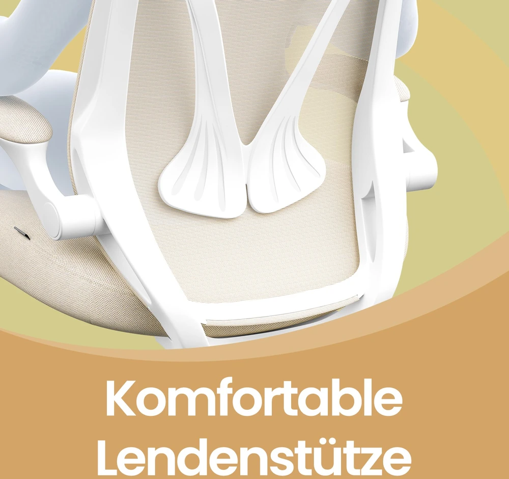 Songmics Ergonomiška biuro kėdė 67x67x125 cm, smėlio spalvos