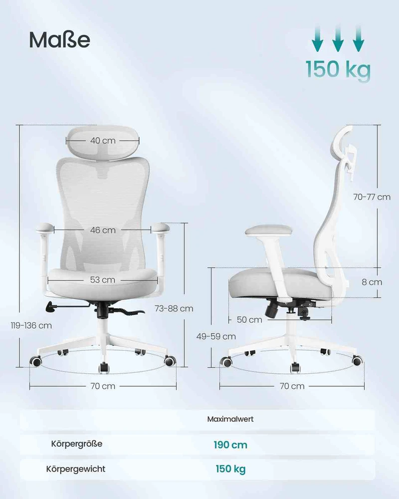 Songmics Ergonomiška biuro kėdė reguliuojama atrama