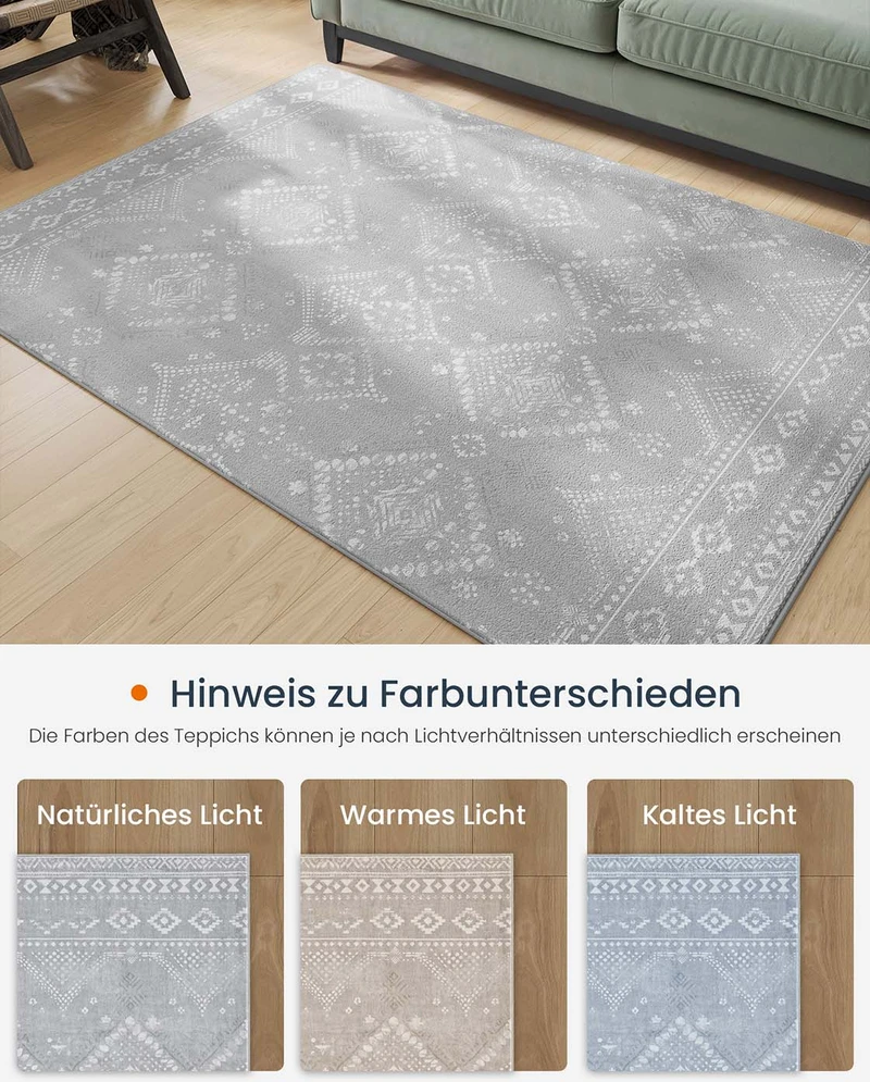 Songmics Kilimas 160 x 230 cm pilkas