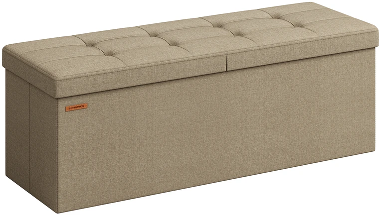 Songmics Suoliukas su daiktadėže 38 x 110 x 38 cm kupranugario rudos spalvos