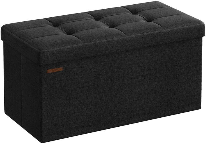 Songmics Sulankstomas 76 cm suolas su daiktadėže, juodas