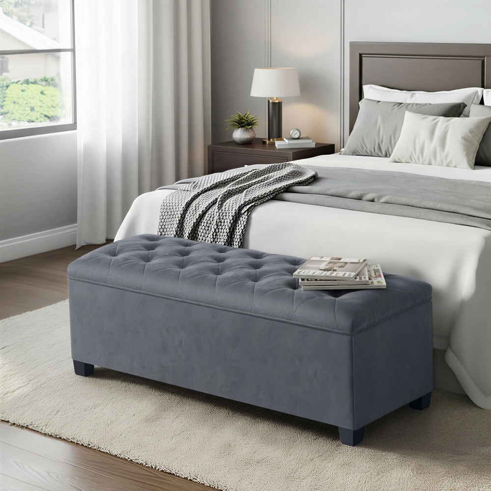 Songmics Pufas su daiktadėže 40 x 110 x 40 cm pilka