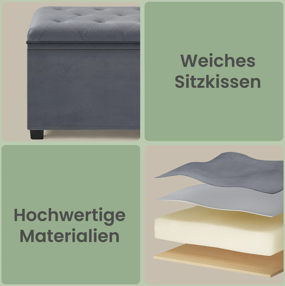 Songmics Pufas su daiktadėže 40 x 110 x 40 cm pilka