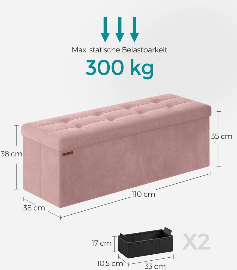 Songmics Sulankstoma iki 300 kg sverianti pastelinės rožinės spalvos sėdynė