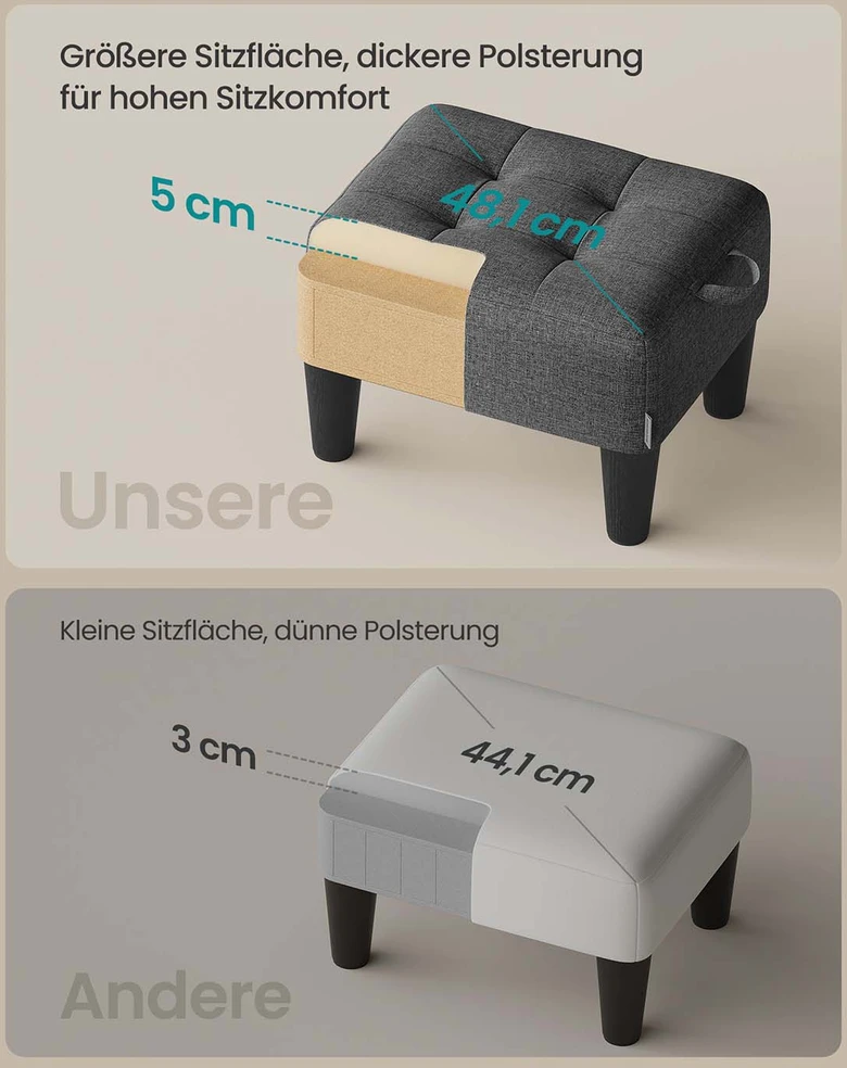 Songmics Pufas daiktadėžė iš lino imitacijos 40x32x26 cm