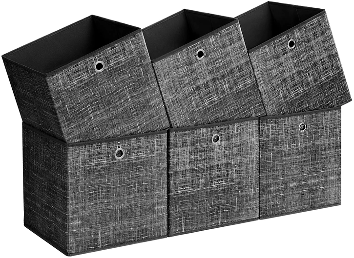Songmics Dėžutė 33 cm, 6 vnt., juoda, dėmėta
