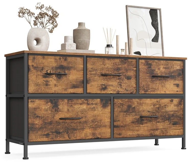 Songmics Laikymo spintelė su 5 medžiaginiais stalčiais 30 x 98,8 x 52,2 cm