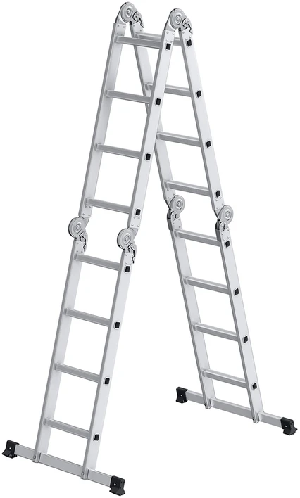 Songmics Kopėčios su 16 pakopų 6 padėtimis 430 cm ilgio sidabrinės spalvos