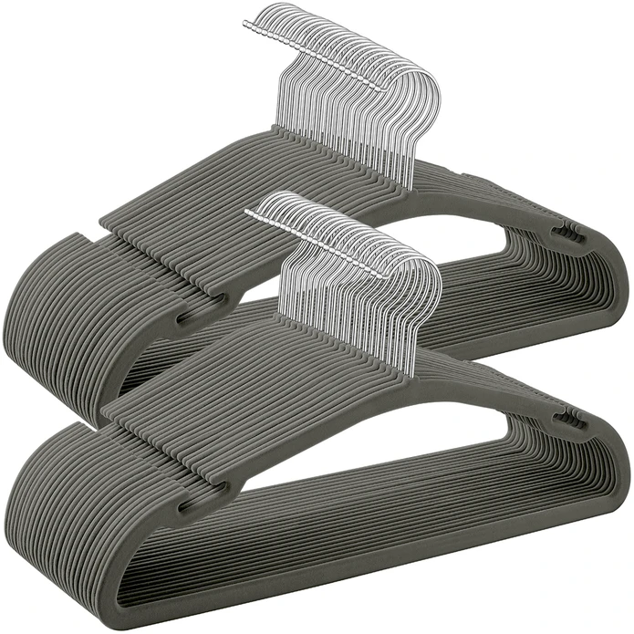 Songmics 50 drabužių pakabų rinkinys 43 x 21 cm pilkos spalvos