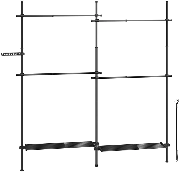 Songmics Drabužių lentyna 33,5 x (162-238) x (208-310) cm matinė juoda