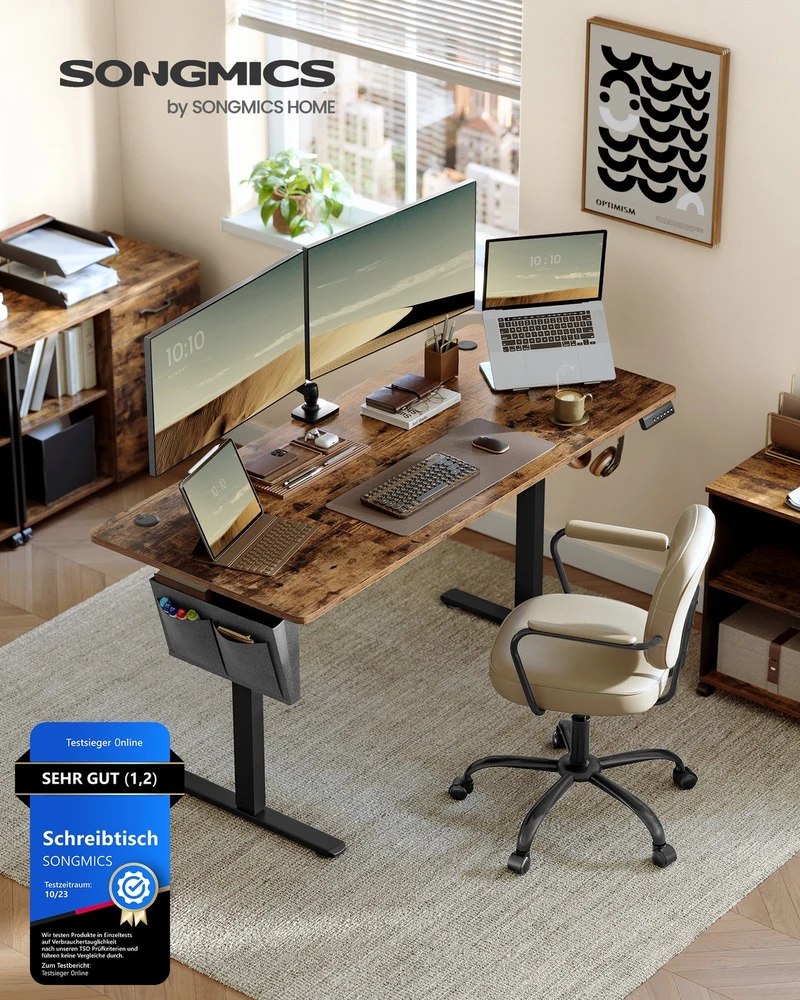 Songmics Reguliuojamo aukščio elektrinis stalas 60 x 160 x (72-120) cm