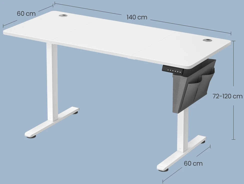 Songmics Reguliuojamo aukščio stalas 60 x 140 x 72-120cm