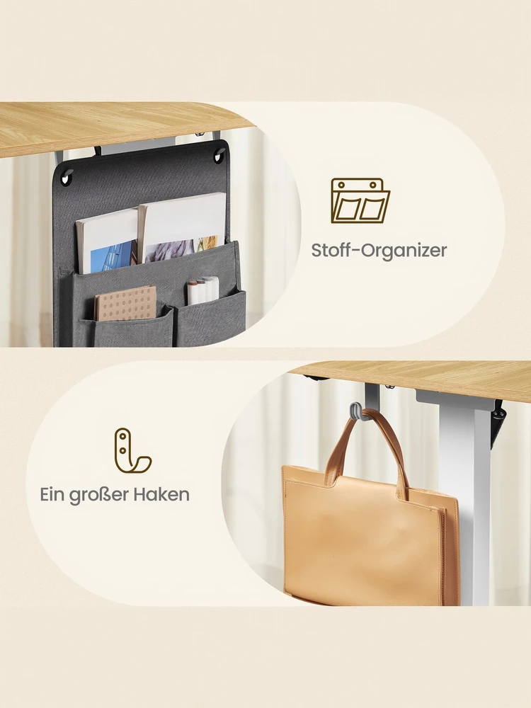 Songmics Reguliuojamo aukščio stalas 70 x 160 x (72-120) cm