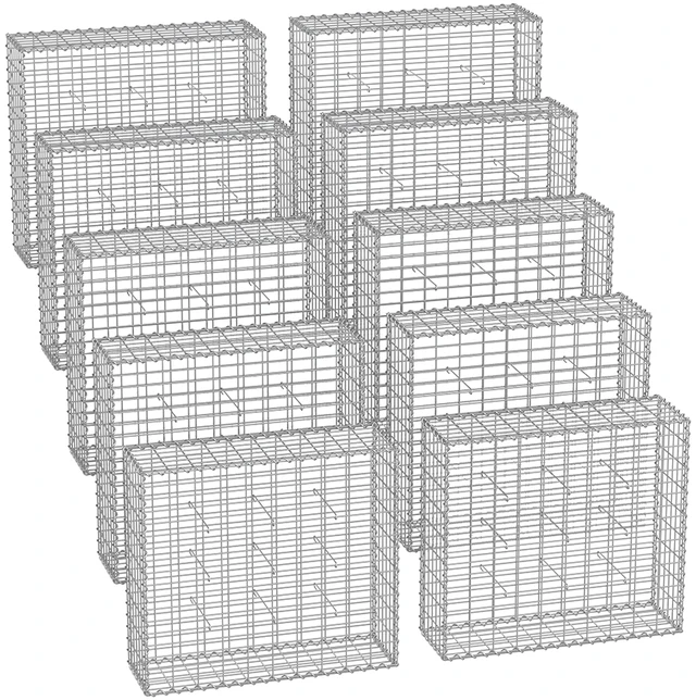 Songmics Gabionų krepšiai su 5 x 10 cm dydžio akutėmis akmenims, 10 vnt.
